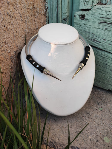 Full Silver & black Bionik-Spike Necklace