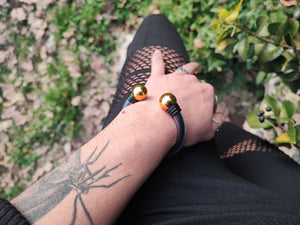 Gold & black disco.macabre bracelet