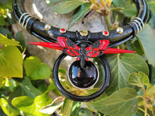 Carregar imagem no visualizador da galeria, Black Onyx &amp; red Butterfly Necklace