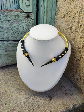 Gold & Black Bionik-Spike Necklace