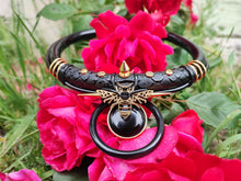 Load image into Gallery viewer, Black onyx &amp; Gold bee Neckace