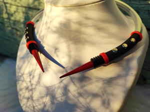 Red & Black Bionik-Spike Necklace