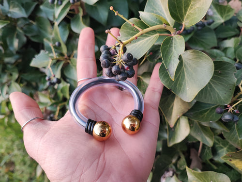 Gold & black disco.macabre bracelet